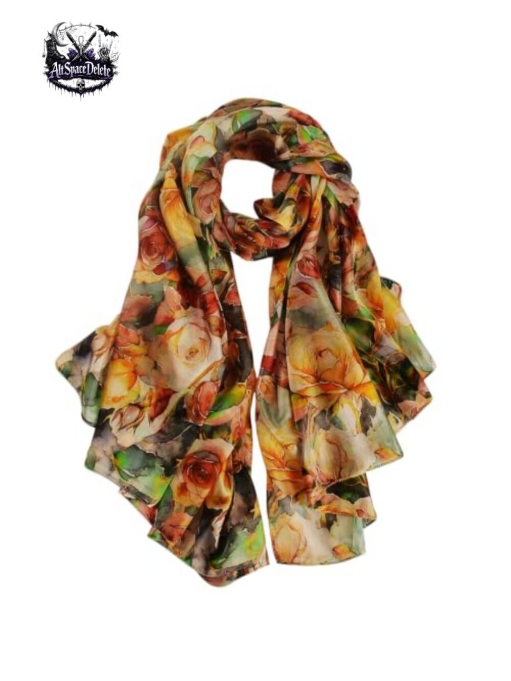 100% Mulberry Silk Floral Scarf Shawl Wrap Oversized